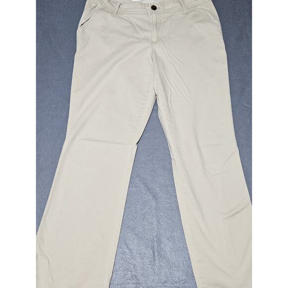 Old Navy Pants Womens 10 Sweetheart Tan Mid Rise Straight Khaki Short Wide Leg - Picture 1 of 8